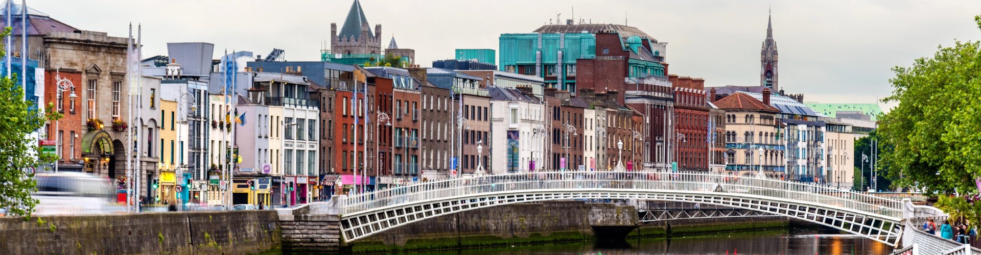 Dublin cityscape at sunset