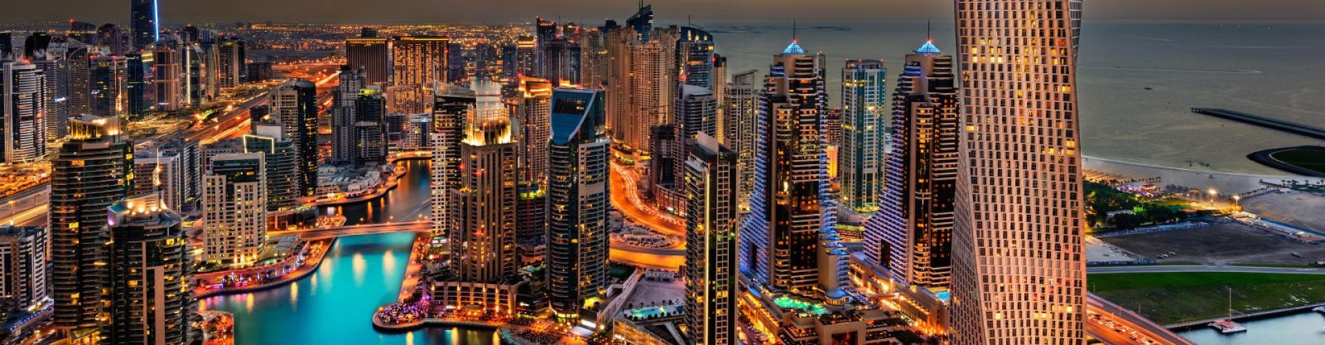 Dubai cityscape at sunset