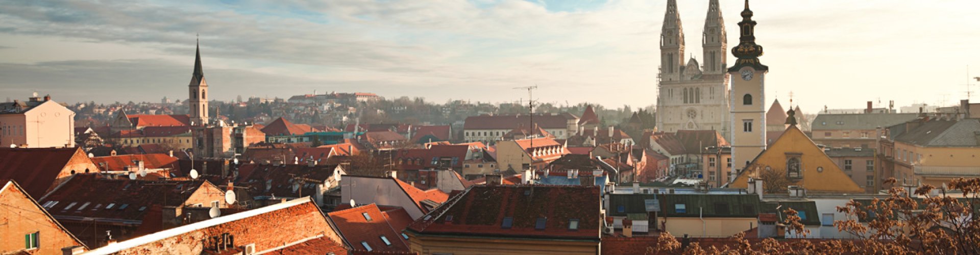 Zagreb cityscape at dusk