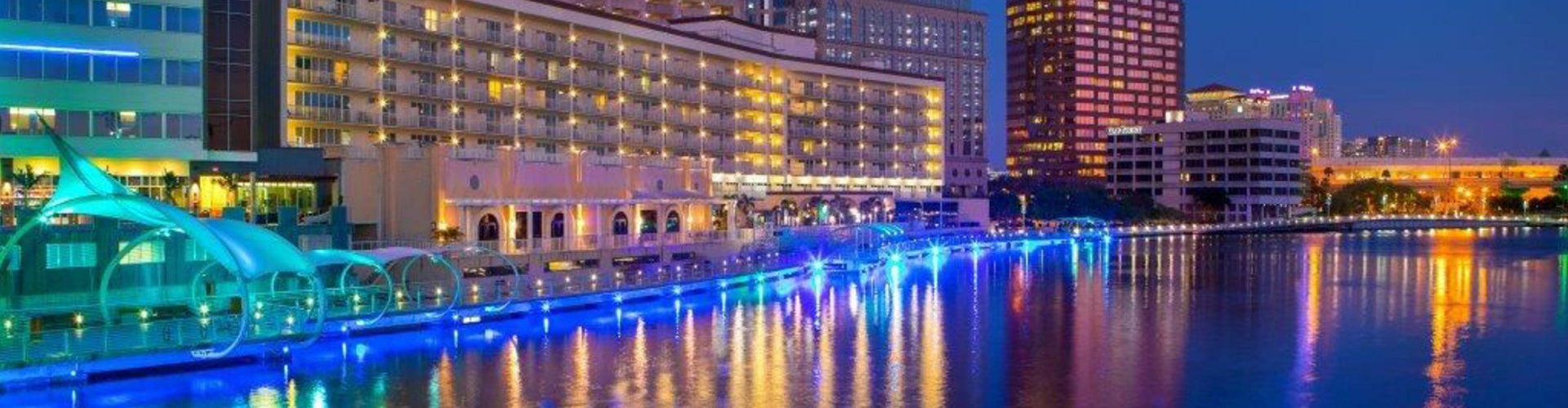 Tampa cityscape and guest rooms
