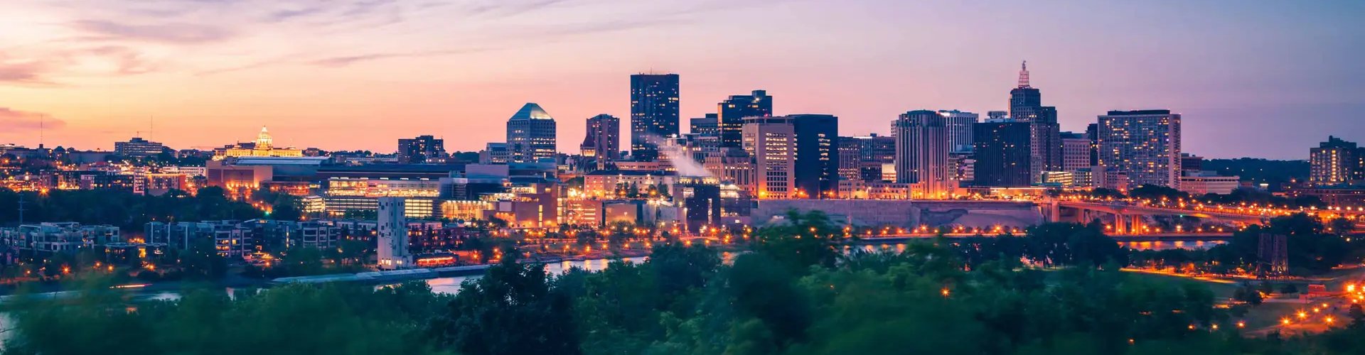 Sunset view over Ramsey, Minnesota