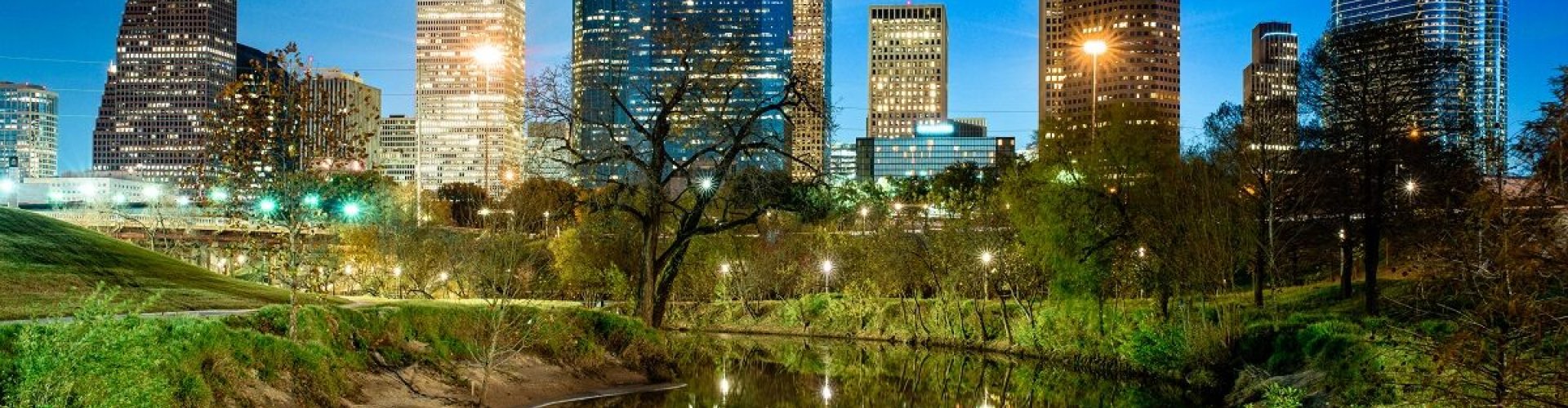 Sunset over Houston skyline
