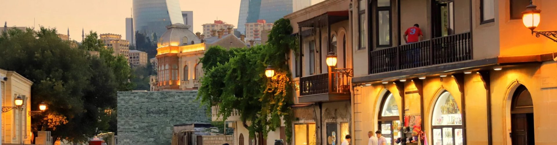 Baku cityscape at sunset